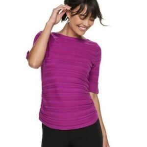 🔺️Apt 9 Purple Textured Boatneck Cuffed Sleeve Sweater Top Medium